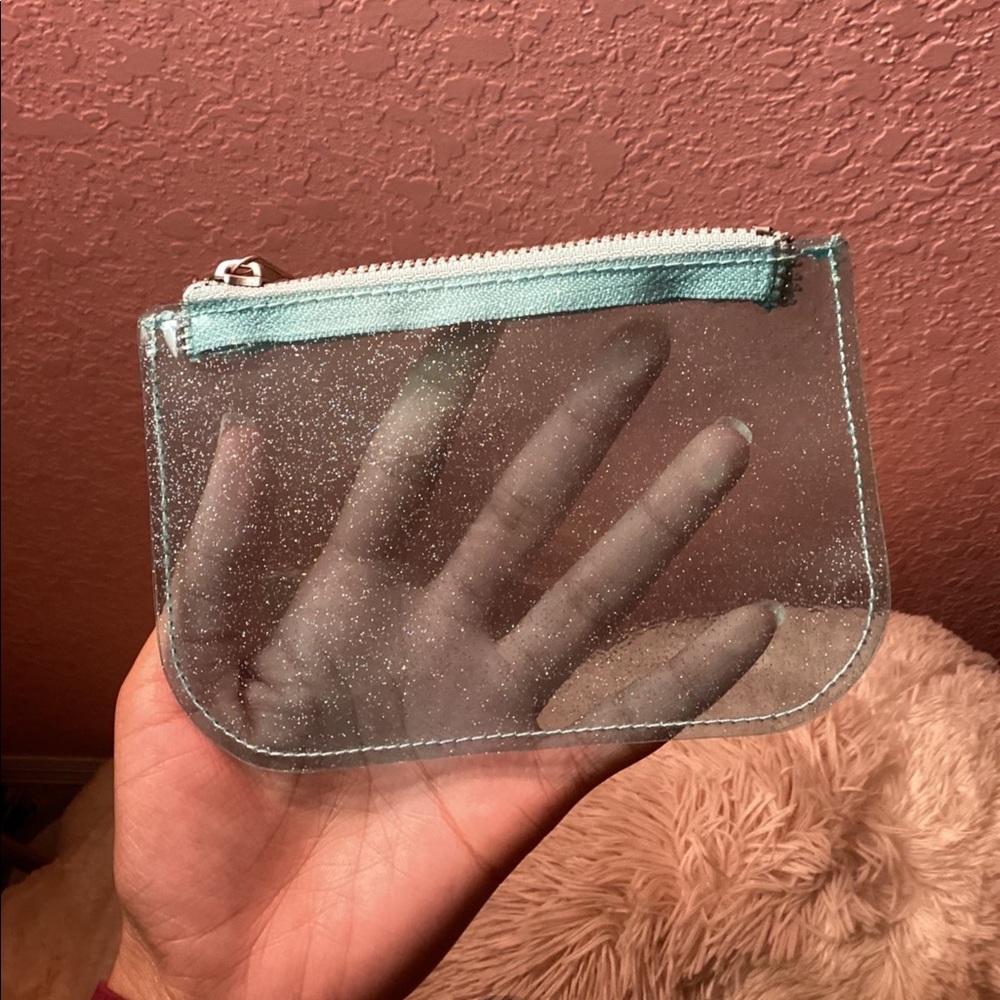 Turquoise / light blue sparkly mini clutch purse
